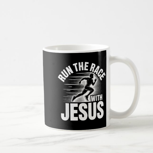 Run The Race With Jesus Motivational Quote  Kaffeetasse (Rechts)
