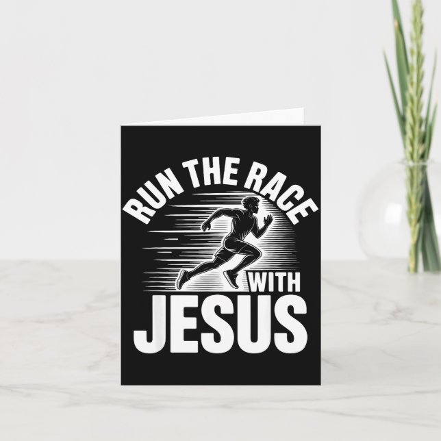 Run The Race With Jesus Motivational Quote  Karte (Vorderseite)