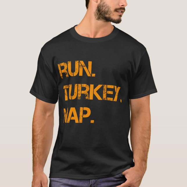 Run Turkey Nickerchen Erntedank, lustige Türkei Tr T-Shirt (Vorderseite)