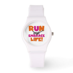 Run und Embrace Life Orange Pink Armbanduhr