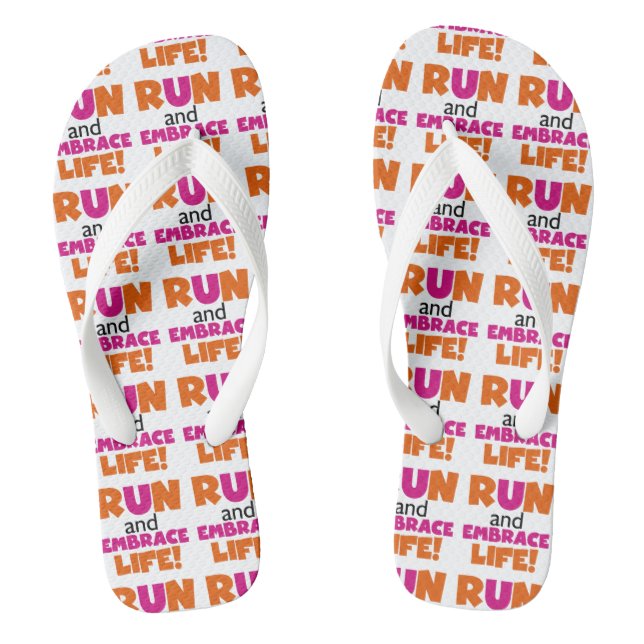 Run und Embrace Life Orange Pink Flip Flops (Fußbett)