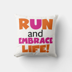 Run und Embrace Life Orange Pink Kissen