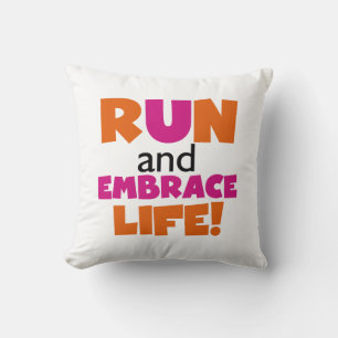 Run und Embrace Life Orange Pink Kissen