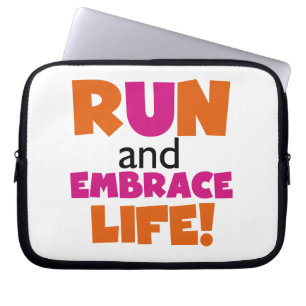 Run und Embrace Life Orange Pink Laptopschutzhülle