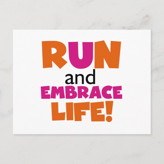 Run und Embrace Life Orange Pink Postkarte (Vorderseite)