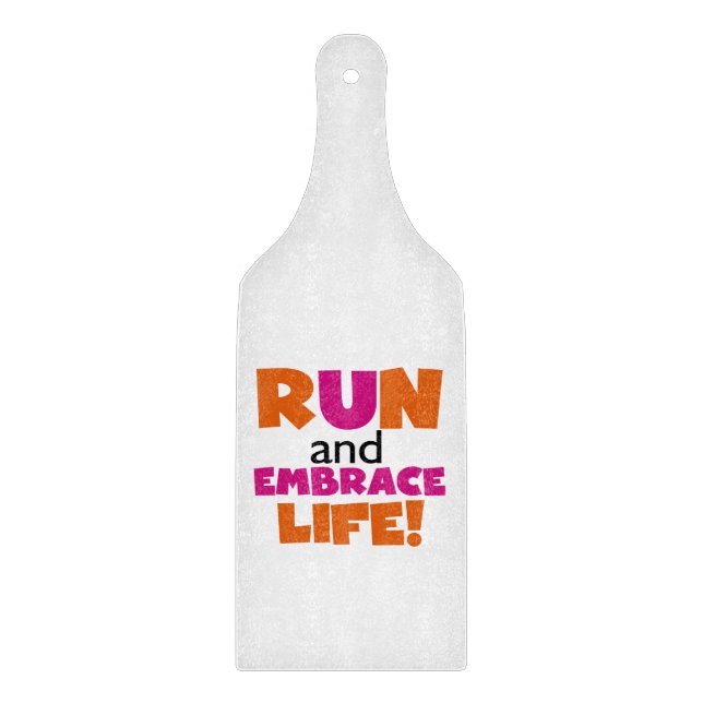 Run und Embrace Life Orange Pink Schneidebrett (Vorderseite)
