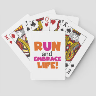 Run und Embrace Life Orange Pink Spielkarten