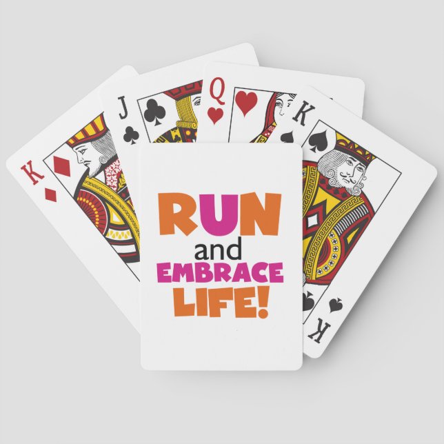 Run und Embrace Life Orange Pink Spielkarten (Rückseite)