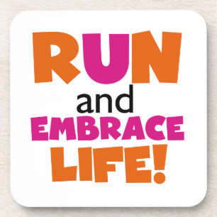 Run und Embrace Life Orange Pink Untersetzer