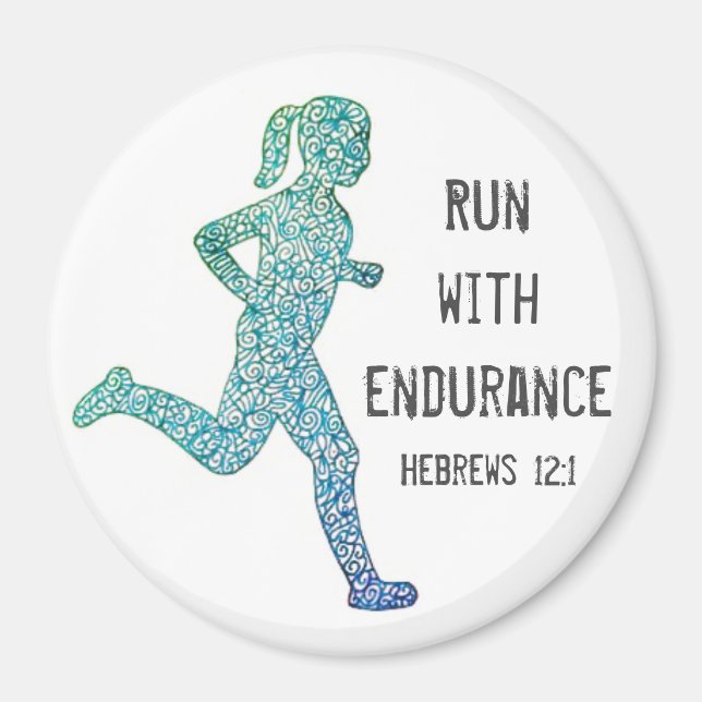 "Run with Endurance" Girl Runner Magnet (Vorne)