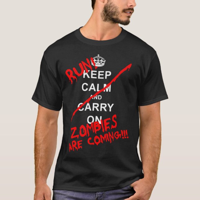 RUN ZOMBIES ARE COMING retro funny T-Shirt (Vorderseite)