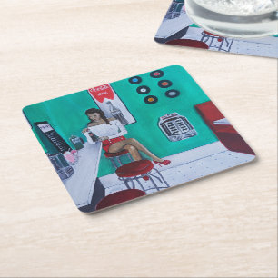 Runaround Sue Gemälde von Alfred Fox Rechteckiger Pappuntersetzer