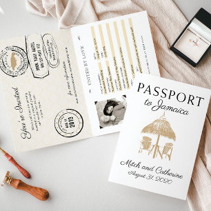 Runaway Bay Jamaica Tan Passport Wedding Einladung