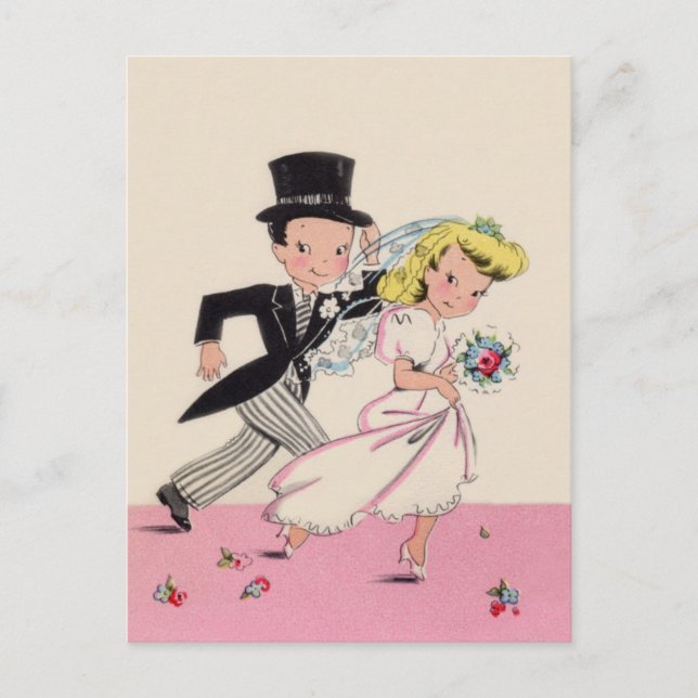 Runaway Bride & Groom Postkarte (Vorderseite)