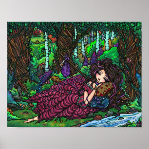 "Runaway Princess" Fairy Dragon Fantasy Forest Art Poster