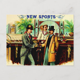 Rund 1900 New Sports Cigarren-Box-Label Postkarte