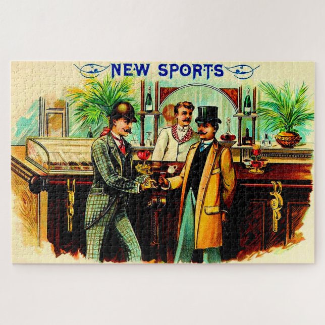 Rund 1900 New Sports Cigarren-Box-Label Puzzle (Horizontal)