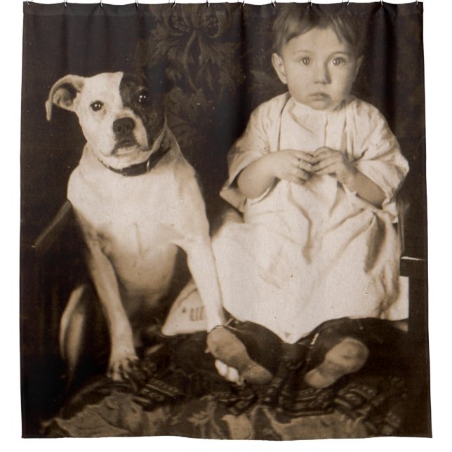 Rund 1910 Pitbull and baby RPPC Duschvorhang (Vorderseite)