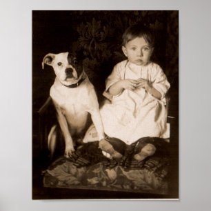 Rund 1910 Pitbull and baby RPPC Poster