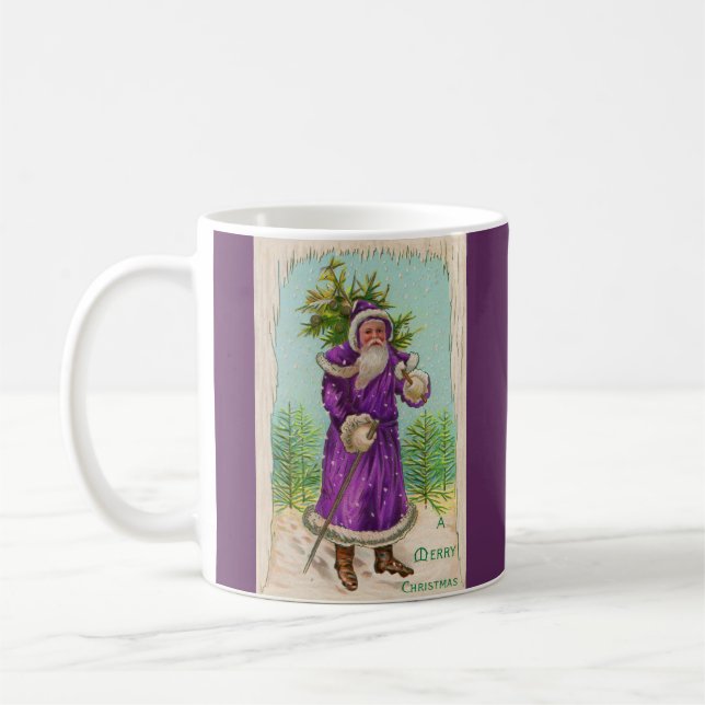 Rund 1910 Weihnachtsmann im lila Gewand Kaffeetasse (Links)