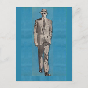 Rund 1950 Mann mit scharfer Zurichtung Postkarte