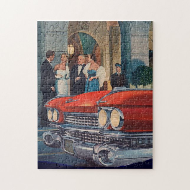 Rund 1960 roter Cadillac-Grille Puzzle (Vertikal)