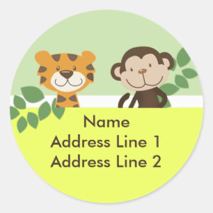 RUND ADDRESS ETIKETTEN Jungle Tales Gelbe Aufklebe Runder Aufkleber