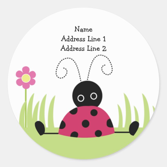 RUND ADDRESS LABELS Little Ladybug Runder Aufkleber (Vorderseite)