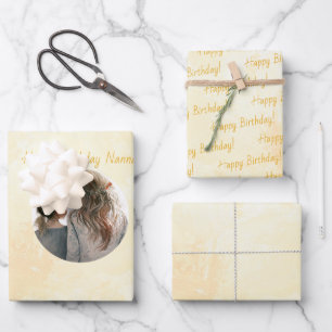 Rund Auswechselbar Foto Pastell Wasserfarbe Geschenkpapier Set