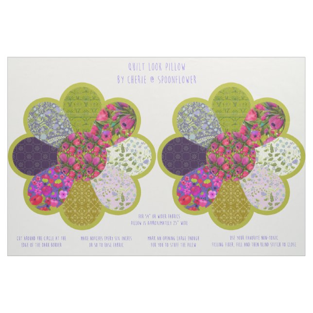 Rund Blume Kissenkkit im Stilstil schneiden und nä Stoff (Fat Quarter (45,7 x 55,9 cm))