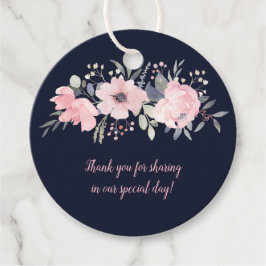 Rund blush Pink auf Navy Hochzeit | Geschenkanhänger