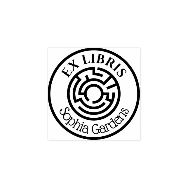 Rund Ex Libris Labyrinth 02 Gummistempel (Prägung)