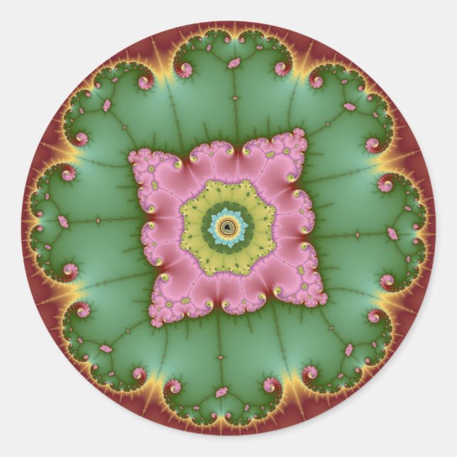 Rund - Fraktal Runder Aufkleber (Vorderseite)