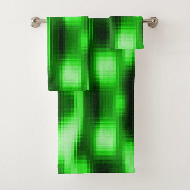 Rund gestanzte Glaseinsätze in grün und schwarz Badhandtuch Set (Insitu)