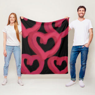 Rund Gezeichnet rosa Herzen auf benutzerdefinierte Fleecedecke
