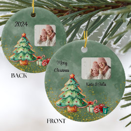 Rund magisches Weihnachtsbaum-Foto Keramik Ornament