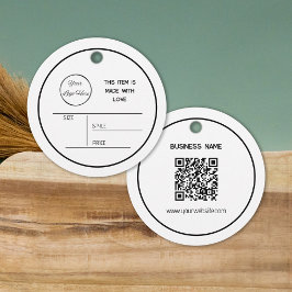Rund minimales Weiß mit Logo-Aufkleber Geschenkanhänger