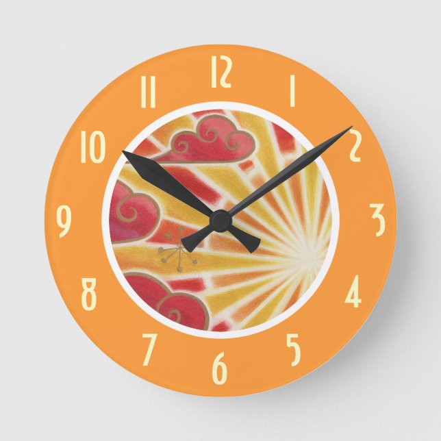 Rund orange Uhr "Sunset"-Nummer (Vorderseite)