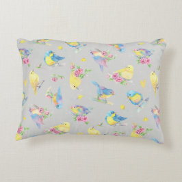 Rund Pillow Watercolor Vögel und Blume Nahtlos Dekokissen