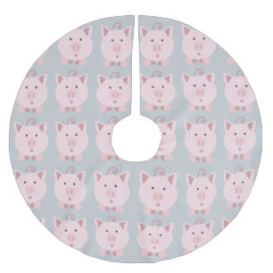 Rund-Pink-Muster Polyester Weihnachtsbaumdecke
