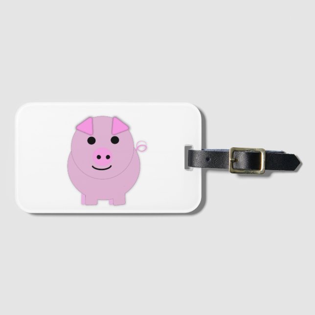 Rund-Pink-Schwein Gepäckanhänger (Vorderseite (Horizontal))