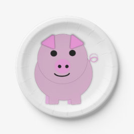 Rund-Pink-Schwein Pappteller