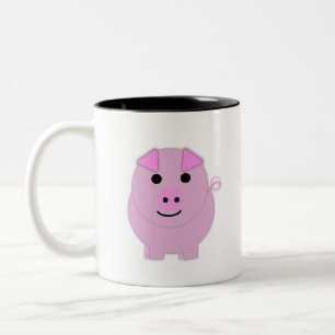 Rund-Pink-Schwein Zweifarbige Tasse
