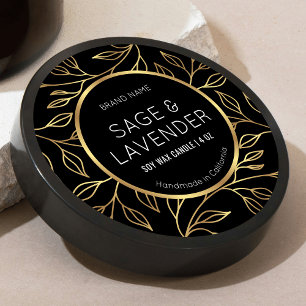 Rund-Produkt-Label für schwarze und goldene Blumen Runder Aufkleber