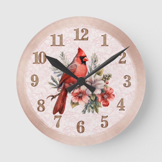 Rund rote Kardinaluhr Runde Wanduhr (Vorderseite)