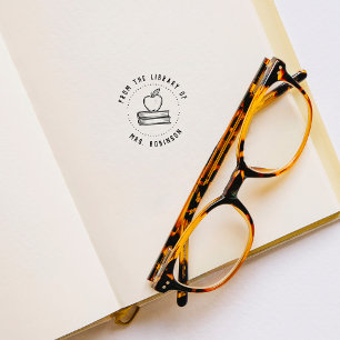 Rund rustikal aus der Bibliothek des Lehrers Apfel Gummistempel