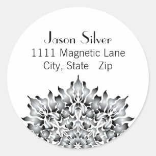 Rund Silver Flame Address Labels Runder Aufkleber