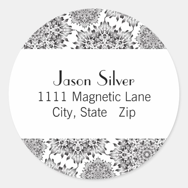 Rund Silver Flame Address Labels Runder Aufkleber (Vorderseite)