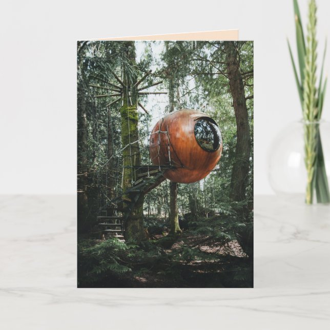 RUND-SPHERE TREEHOUSE GEBURTSTAG TINY HOUSE CARDS KARTE (Vorderseite)