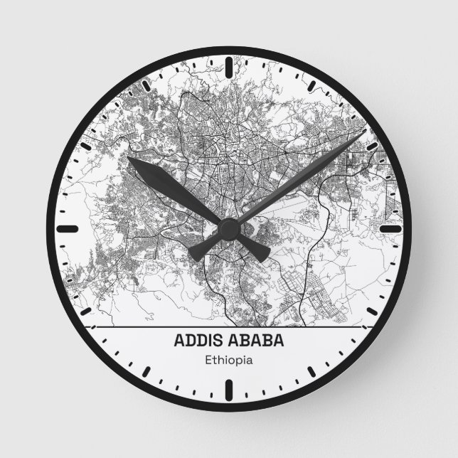 Rund Uhr Addis Ababa Clock City Linienkunst (Vorderseite)